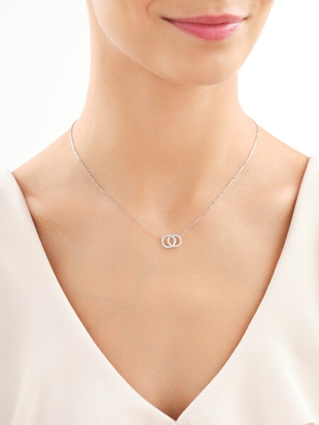 Rhodium Plated Silver Necklace with Cubic Zirconia