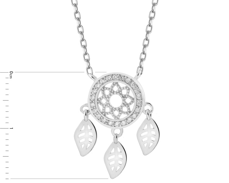 Rhodium Plated Silver Necklace with Cubic Zirconia