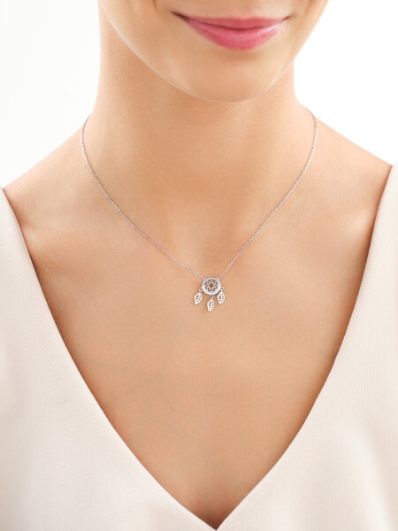 Rhodium Plated Silver Necklace with Cubic Zirconia