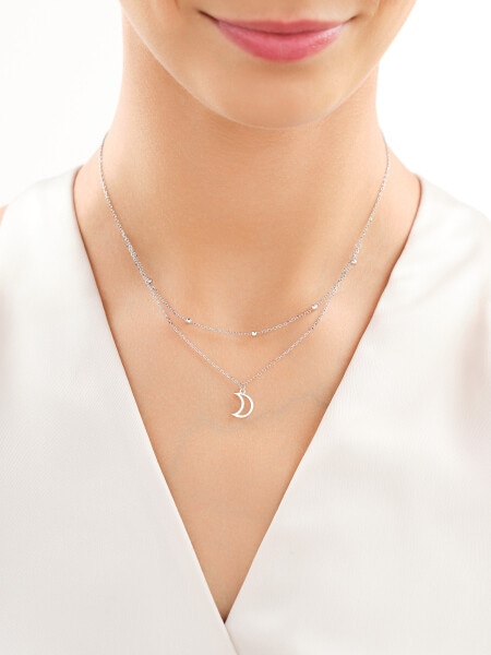 Rhodium Plated Silver Necklace with Cubic Zirconia