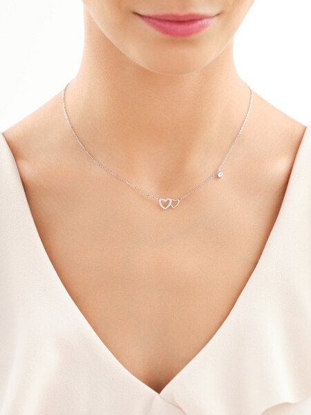 Rhodium Plated Silver Necklace with Cubic Zirconia