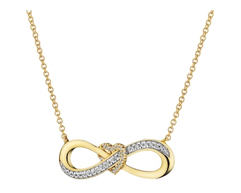 Zlatý náhrdelník s diamanty - srdce, nekonečno 0,05 ct - ryzost 585