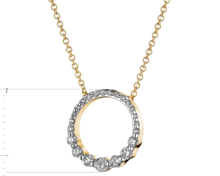 14 K Rhodium-Plated Yellow Gold Necklace with Diamonds - 0,25 ct - fineness 14 K