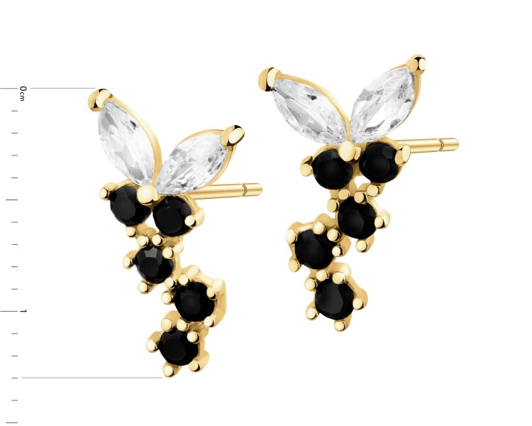 8 K Yellow Gold Dangling Earring with Cubic Zirconia