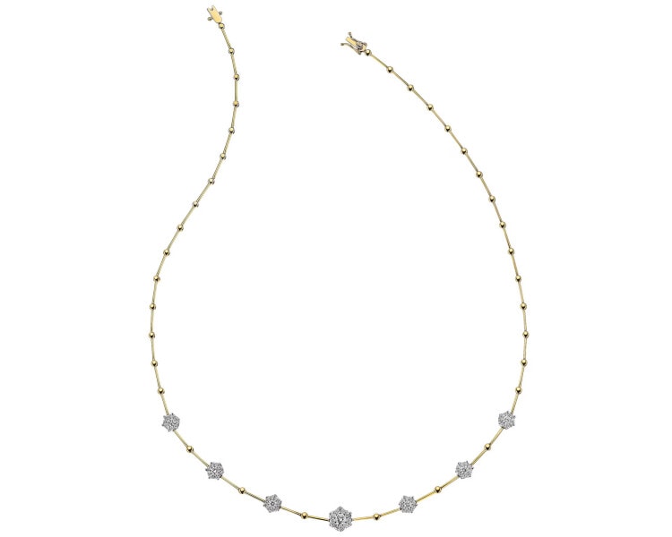 Naszyjnik z żółtego i białego złota z brylantami - 45 cm - 1,03 ct - próba 585
