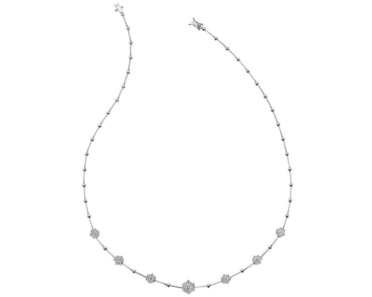14 K Rhodium-Plated White Gold Necklace - 1,03 ct - fineness 14 K