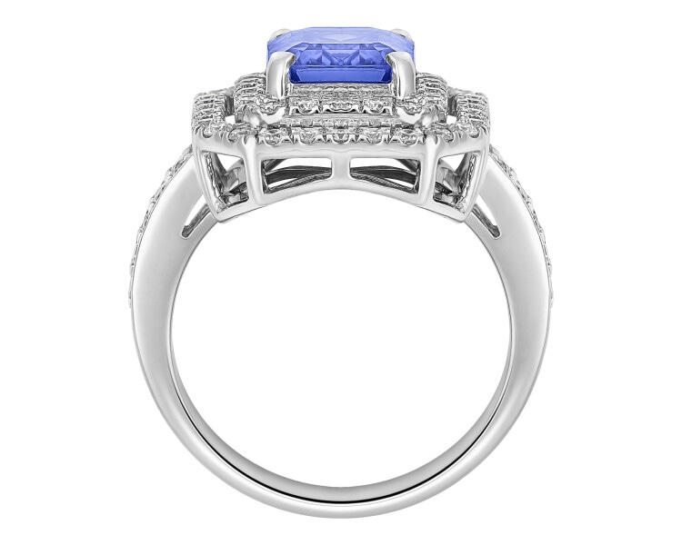 18 K Rhodium-Plated White Gold Ring - fineness 18 K