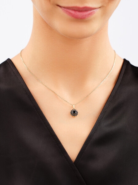 333 Yellow Gold/Black Rhodium Pendant with Cubic Zirconia