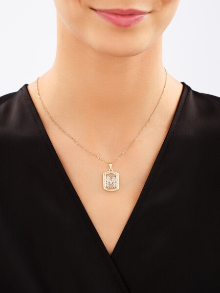 14 K Yellow Gold Pendant with Cubic Zirconia