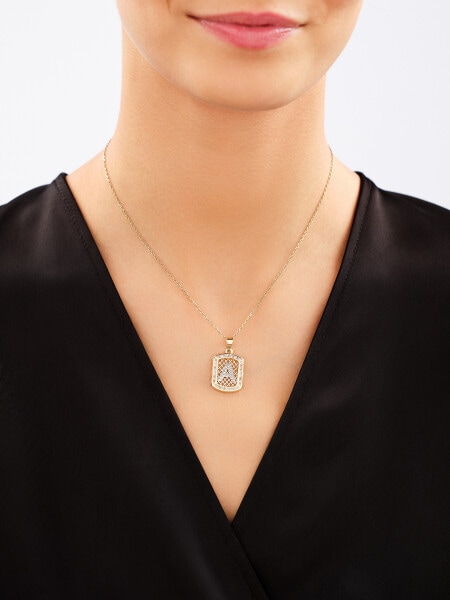 14 K Yellow Gold Pendant with Cubic Zirconia