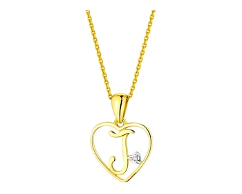 Přívěsek ze žlutého zlata s diamantem - písmeno J, srdce 0,005 ct - ryzost 585