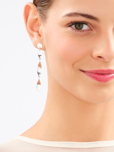 Rhodium Plated Silver Dangling Earring