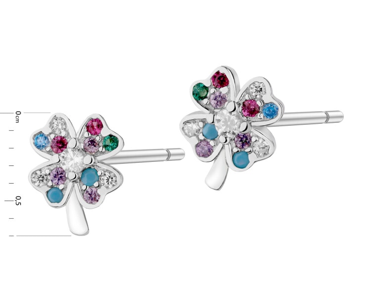 Rhodium Plated Silver Earrings with Cubic Zirconia