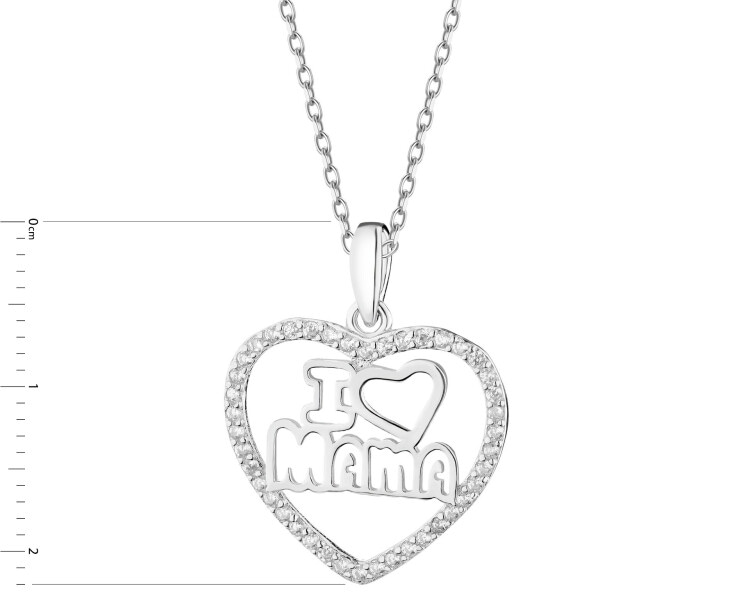 Rhodium Plated Silver Pendant with Cubic Zirconia