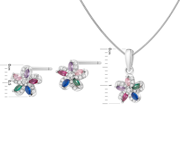 Rhodium Plated Silver Set with Cubic Zirconia