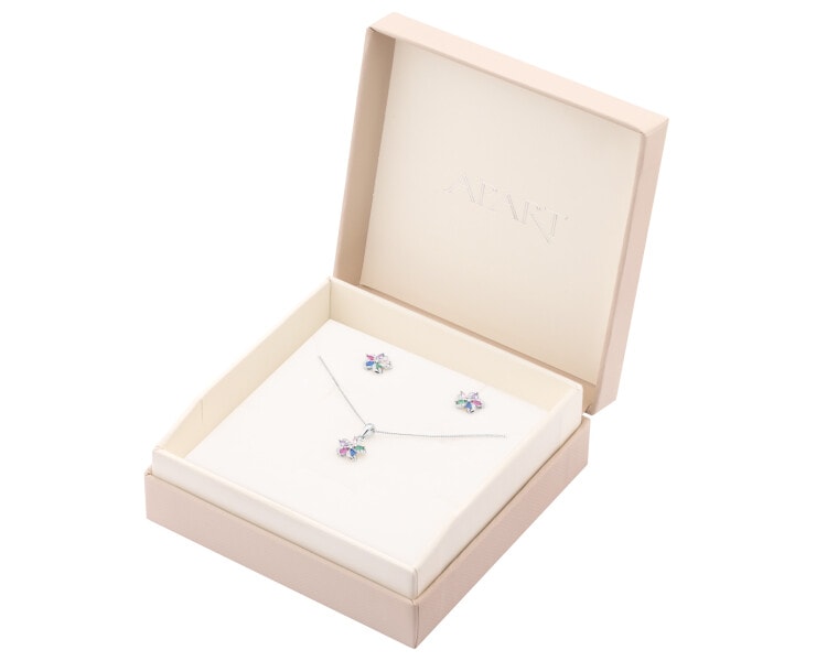 Rhodium Plated Silver Set with Cubic Zirconia