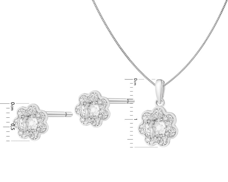 Rhodium Plated Silver Set with Cubic Zirconia