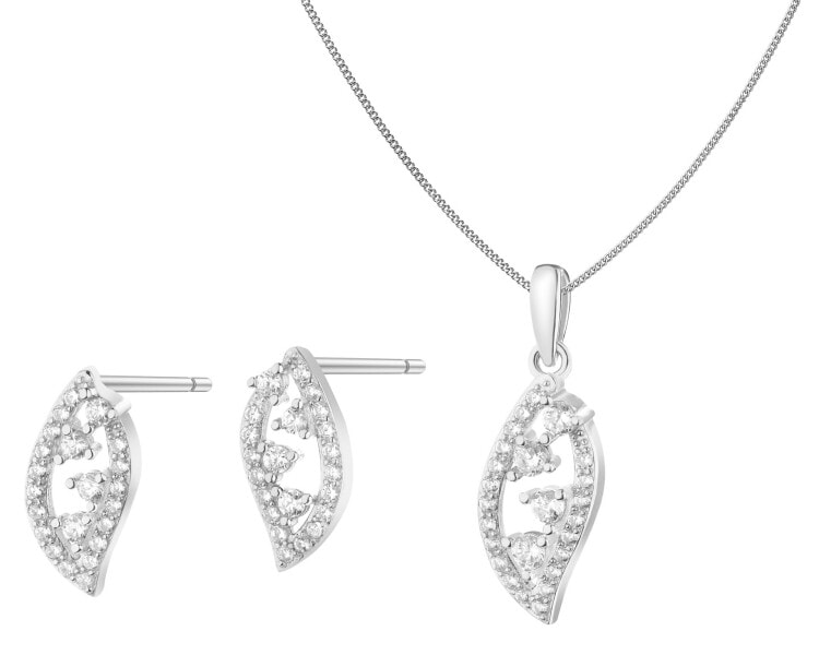 Rhodium Plated Silver Set with Cubic Zirconia