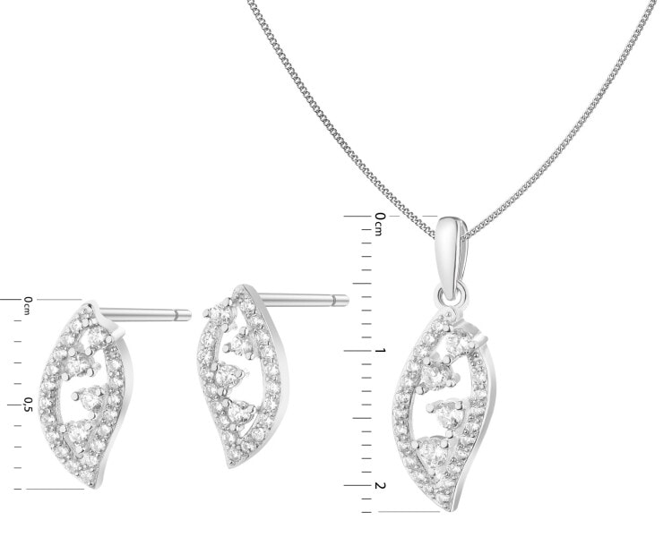 Rhodium Plated Silver Set with Cubic Zirconia