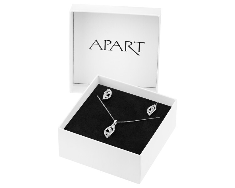 Rhodium Plated Silver Set with Cubic Zirconia