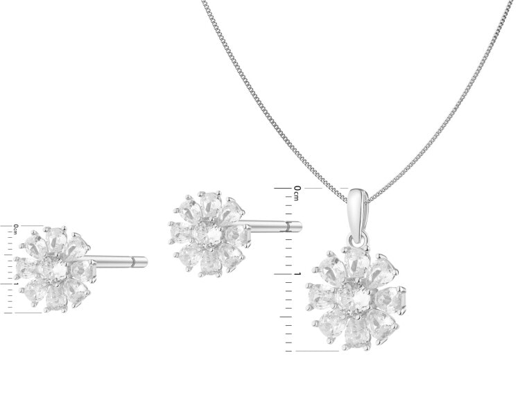 Rhodium Plated Silver Set with Cubic Zirconia