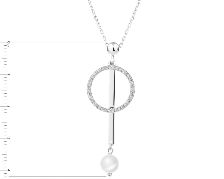 Rhodium Plated Silver Necklace with Cubic Zirconia