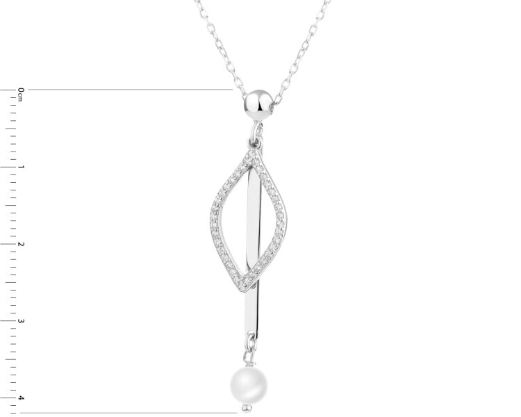 Rhodium Plated Silver Necklace with Cubic Zirconia