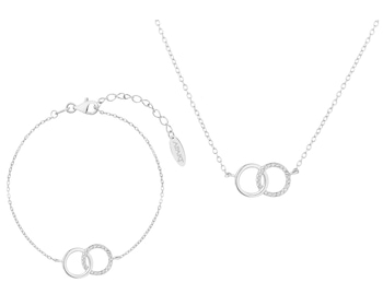 Stříbrný náhrdelník a náramek - sada - kroužky
