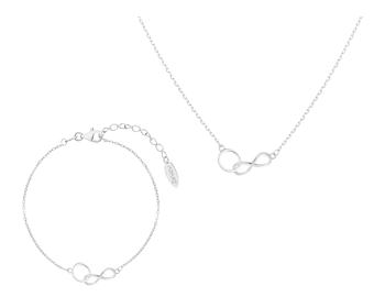 Stříbrný náhrdelník a náramek - sada - kroužky, nekonečno