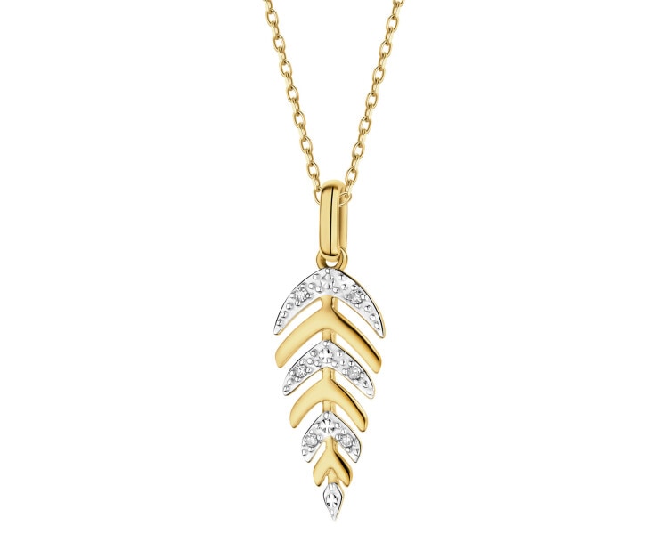 9 K Rhodium-Plated Yellow Gold Pendant with Diamonds - 0,03 ct - fineness 9 K