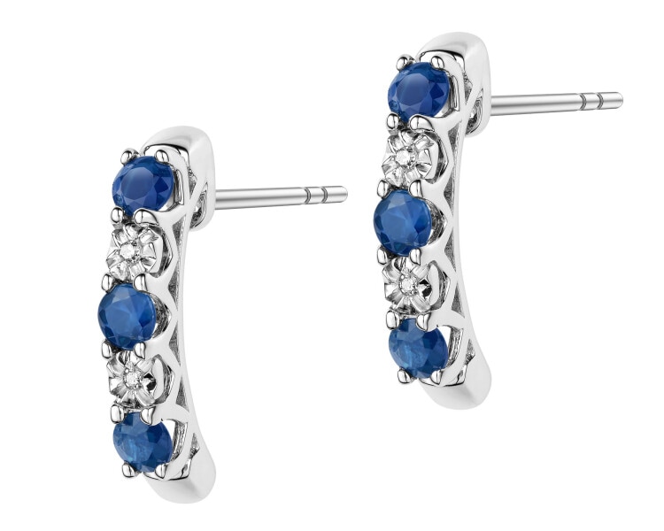 9 K Rhodium-Plated White Gold Earrings  - fineness 9 K