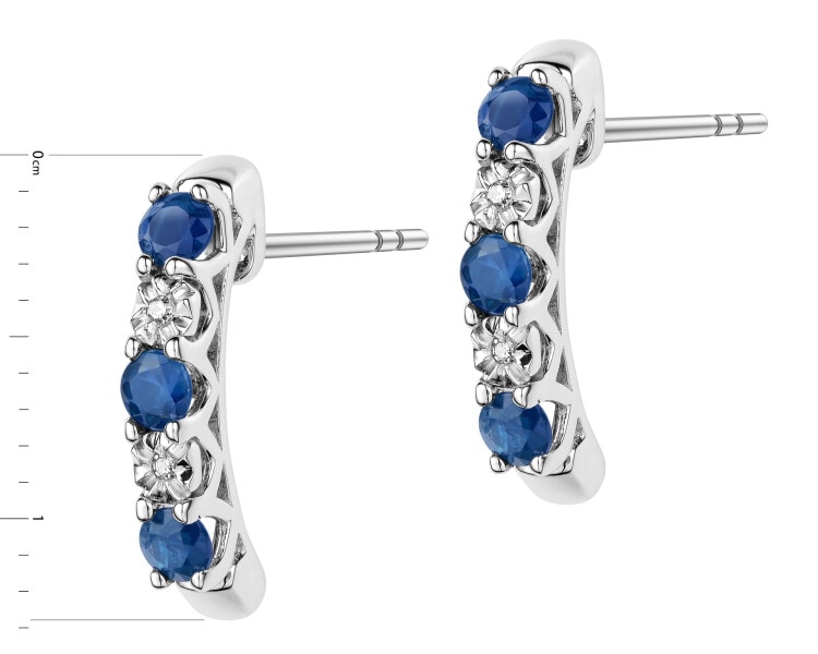 9 K Rhodium-Plated White Gold Earrings - fineness 9 K