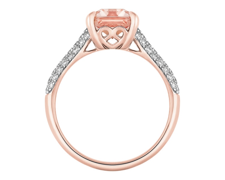 14 K Rhodium Plated Rose Gold Ring  - fineness 14 K