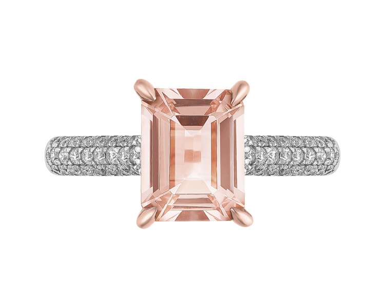 14 K Rhodium Plated Rose Gold Ring  - fineness 14 K