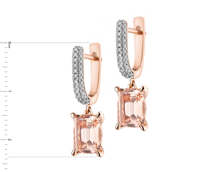  Rhodium Plated Rose Gold Dangling Earring - fineness 14 K