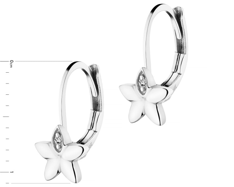 Náušnice z bílého zlata s diamanty - Květiny - 0,008 ct - ryzost 585