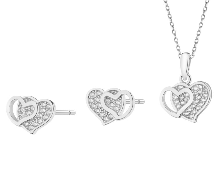 Rhodium Plated Silver Set with Cubic Zirconia