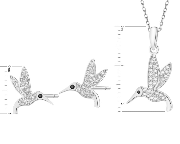 Rhodium Plated Silver Set with Cubic Zirconia