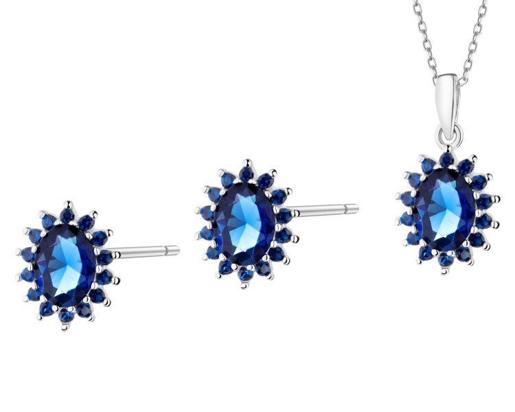 Rhodium Plated Silver Set with Cubic Zirconia