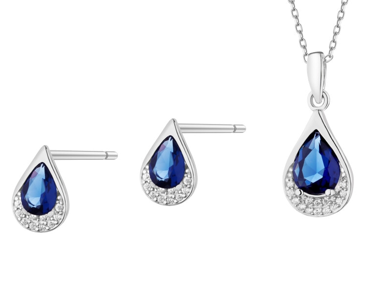 Rhodium Plated Silver Set with Cubic Zirconia