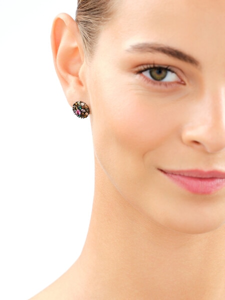 Silver Plated With Black Rhodium Earrings with Cubic Zirconia