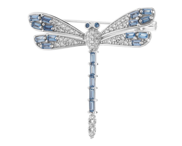 Rhodium Plated Silver Brooch with Cubic Zirconia