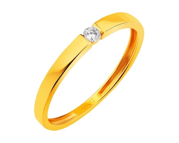 Prsten ze žlutého zlata s briliantem 0,05 ct - ryzost 585