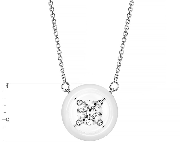 Náhrdelník z bílého zlata s briliantem - kruh - 0,08 ct - ryzost 585