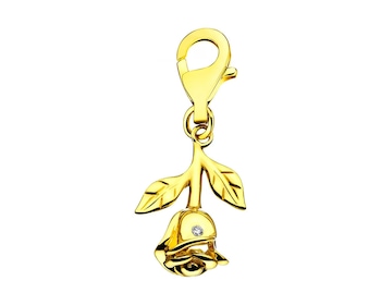 Přívěsek charms ze žlutého zlata s diamanty - růže 0,004 ct - ryzost 585