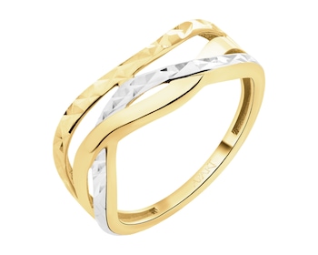 14 K Rhodium-Plated Yellow Gold Ring