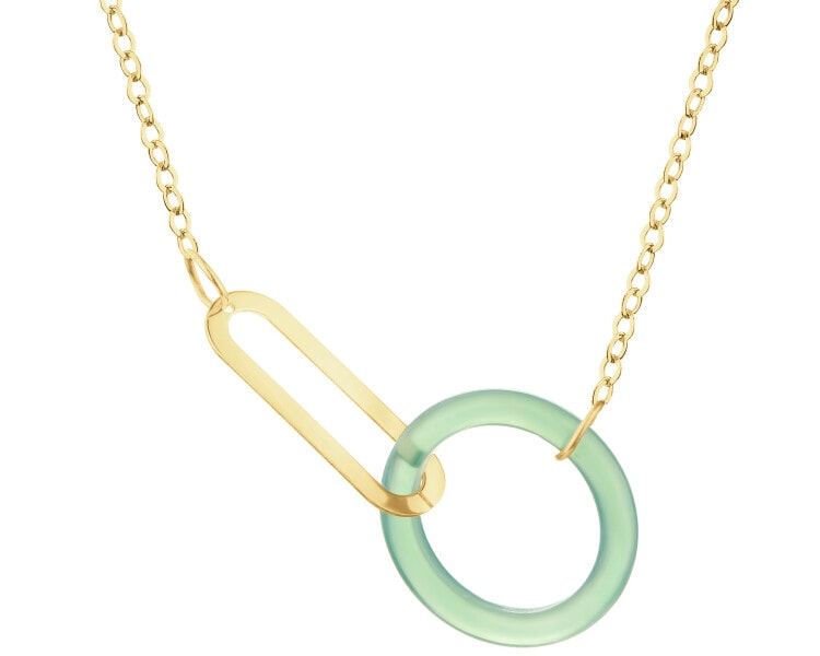 9 K Yellow Gold Necklace with Agate