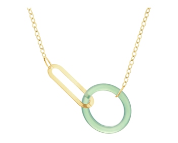 9 K Yellow Gold Necklace with Agate