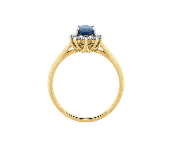 14 K Rhodium-Plated Yellow Gold Ring  - fineness 14 K