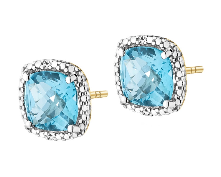 9 K Rhodium-Plated Yellow Gold Earrings  - fineness 9 K